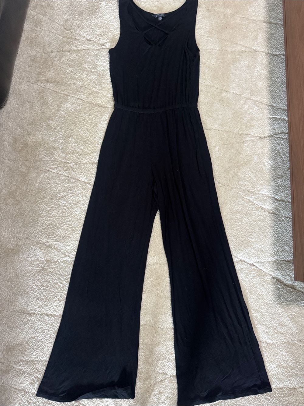 American Eagle Outfitters Black Sleeveless Wide-Leg Jumpsuit
